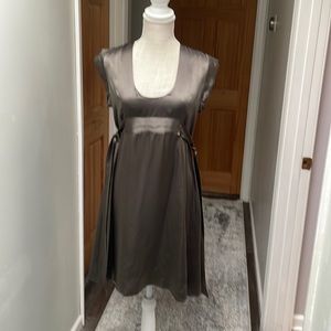 Mason silk dress with pockets! Dark olive/silver